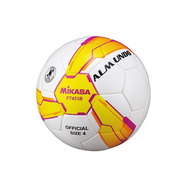 ミカサ MIKASA サッカーボール FT451BYP サッカーボールALMUND 検定球4号 手縫い 日本サッカー協会検定球 新モデル 保持力 リバウンド性 クッション性 耐摩耗性 人工皮革 フットボール通販 サッカー 用品 セール