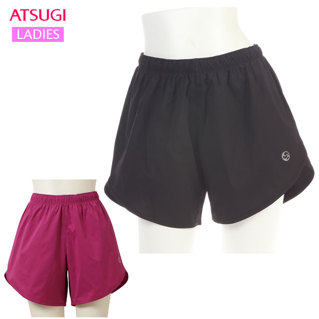 ネコポス アツギ スポーツウエア レディース ジョギング ショートパンツ ATSUGI 49219 ウエスト総ゴム仕様 UVカット 吸汗速乾 ランニング トレーニング