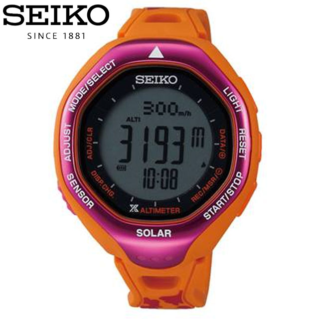 セイコー SEIKO ウォッチ 腕時計 アルピニスト L 039 Sシリコン ピンクオレンジ デジタルウォッチ 測定器 用品 用具 グッズ マルチスポーツ SBEB027