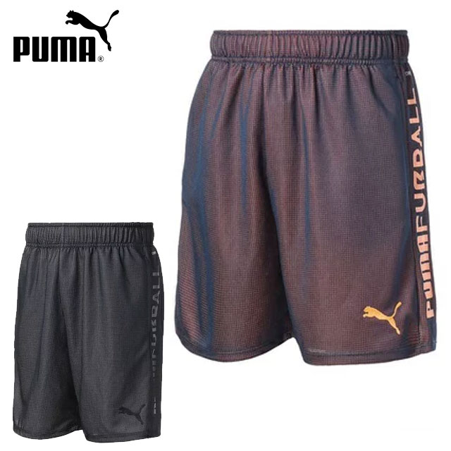 ネコポス プーマ スポーツウエア メンズ FUSSBAL HYBRID ニットショーツ PUMA 658012 ハーフパンツ グラフチェック柄 総ゴムウエスト トレーニング サッカー