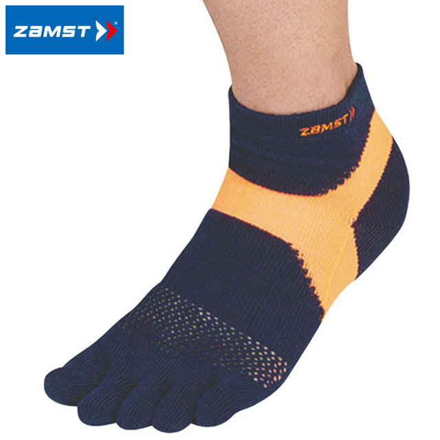 【最大10%OFFクーポン配布中】ザムスト 靴下 AS-1 5本指(ネイビー×オレンジ) SSサイズ ソックス 376330 ZAMST
