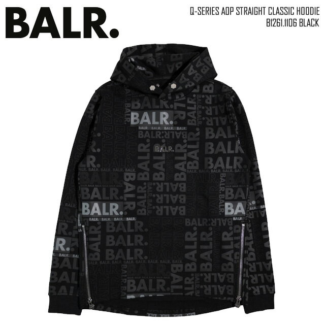 ☆ボーラー 日本限定 BALR. スウェット パーカー ブラック Q-SERIES AOP STRAIGHT CLASSIC HOODIE ラグ..