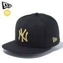 ニューエラ NEW ERA キッズ キャップ Child 9FIFTY ニューヨーク・ヤンキース ブラック × ゴールド 黒 13561998 スナップバック サイズ調整 フラットバイザー MLB チームロゴ 帽子 子供 ジュニア 男の子 女の子