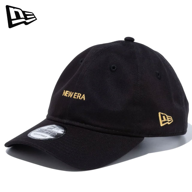 ニューエラ カジュアル キャップ 9THIRTY クロスストラップ NEW ERA ミニロゴ NEW ERA 13562163 ブラック × ゴールド 帽子 カジュアルタイプ ノンウォッシュ 張りのある生地感が特徴