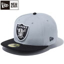 ニューエラ NEW ERA メンズ レディース キャップ 59FIFTY ラスベガス レイダース グレー × チームカラー 13562256 フラットバイザー NFL チームロゴ 帽子 ユニセックス 男女兼用