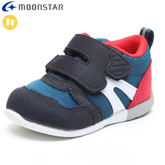 【最大1,000円オフクーポン配布中】ムーンスター ベビーシューズ キャロット MS B111 ネイビー 12118745 MS 甲周りが幅広のワイド設計 子供靴 履き口が大きく履かせやすい作りのサムネイル