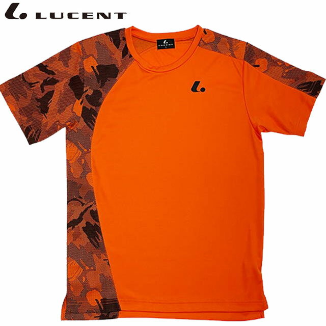 ネコポス LUCENT ルーセント テニス バドミントン メンズ レディース Uni ゲームシャツ 襟なし XLH3312 オレンジ 半袖 Tシャツ ユニフォーム 試合 男女兼用 ユニセックス