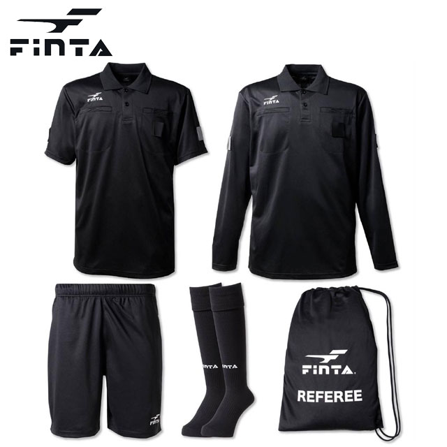 フィンタ スポーツ 審判ウエア レフェリー 4点セット FINTA FT5977 半袖 長袖 シャツ ハーフパンツ ソックス ナップザック 収納袋 サッカー フ...