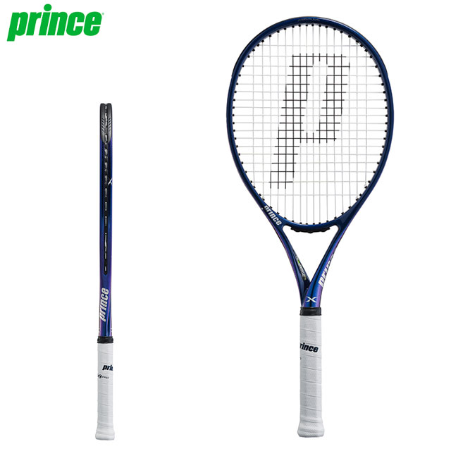 プリンス テニス 硬式 ラケット エックス 100 ネイビー/パープル prince 7TJ180 27インチ フレームのみ ガット張上げ無し BOX系フェイスでスピンのかけやすさが特長