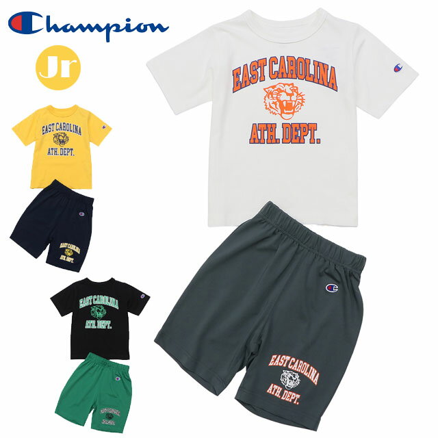 楽天IMOTO　SPORTS☆セール チャンピオン ジュニア セットアップ 上下セット ALL DAY T-SET UP Tシャツ ハーフパンツ Champion CKXW02 半袖 カジュアル おしゃれ アメカジ アウトドア ボーイズ ガールズ 丸首 あす楽