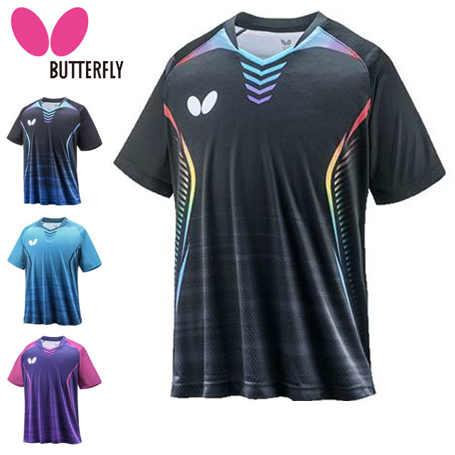 ネコポス バタフライ Butterfly 卓球 メンズ レディース ゲームシャツ プレイス・シャツ 46340 JTTA公認 半袖シャツ 吸水速乾 伸縮 試合 大会 部活 男女兼用 ユニセックス