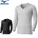 (☆)02 ミズノ MIZUNO ロングシャツ ブレスサーモアンダーウエア 中厚ソフト for Daily Vネック9分袖シャツ 2023年モデル ロンT 長袖...