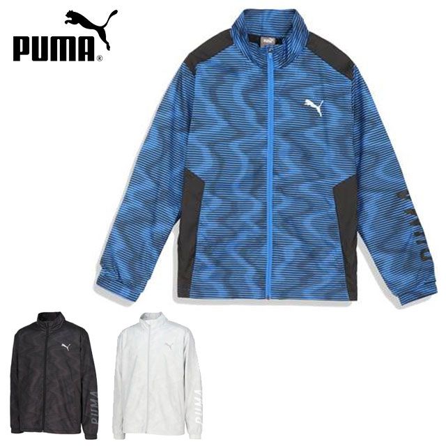 プーマ スポーツウエア メンズ ウーブン AOP 裏起毛トリコット ジャケット PUMA 524287 長袖 アウター ジャージ 切替に使っているソリッドの柄との対比で非常に使いやすいジャケット ジム フィ…