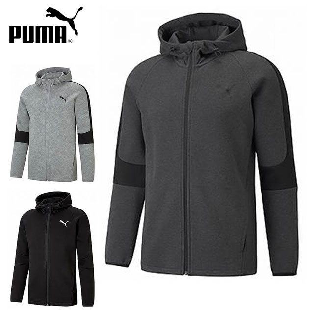 プーマ スポーツウエア メンズ EVOSTRIPE コア フーデットジャケット PUMA 588889 長袖 アウター スウエットジャケット 裏毛 スポーティーなクロップド丈 マルチスポーツ カジュアル アウトド…