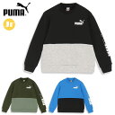 プーマ スポーツウエア キッズ・ジュニア POWER クルースウェット TR PUMA 677721 長袖シャツ トレーナー バイカラーのカットライン 裏毛素材 マルチスポーツ カジュアル 普段使い アウトドア トレーニングウエア