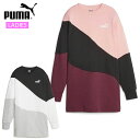 プーマ スポーツウエア レディース POWER キャット クルースウェット PUMA 678457 長袖 トレーナー 大胆なカラーブロックデザイン 長い丈 マルチスポーツ 普段使い カジュアル アウトドア トレーニングウエア