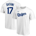 ☆【期間限定P10倍!!】ネコポス ナイキ MLB 大谷翔平 ロサンゼルスドジャース Tシャツ 半袖 ホワイト 白 背番号入り 17 ナンバー入り ファナティク...