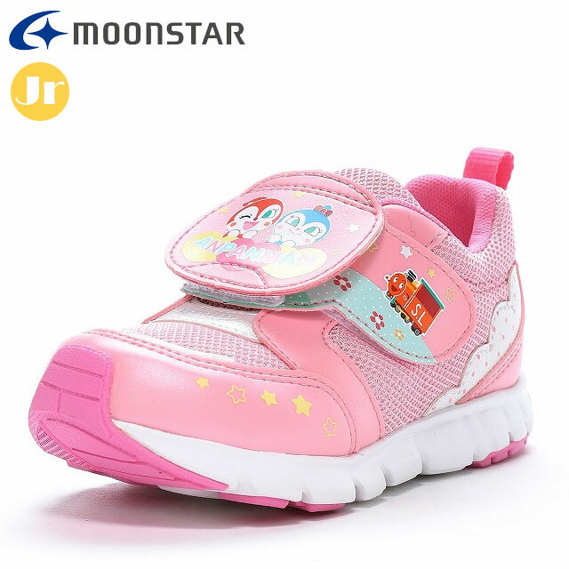 ムーンスター 子供靴 キッズ シューズ アンパンマン AP C178 ピンク 12185584 脱ぎ履きが簡単な大判の一本バンドタイプ 仲間たちがクルマに乗っているようなデザイン お出かけがもっと楽しくなりそうな一足 レジャー カジュアルシューズ スニーカー