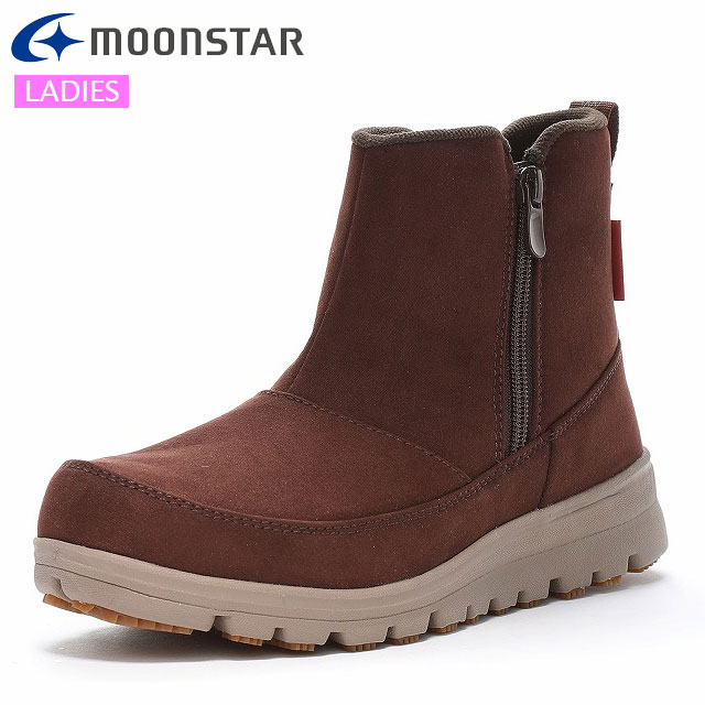 ムーンスター スニーカー レディース マウンテンフィールド MF WPL04 ヌバックブラウン MOONSTAR 13662833 ウィンターシューズ 女性向け 軽くてふんわり柔らかい履き心地 脱ぎ履きしやすいファスナー付き 断冷構造機能で防寒 軽量設計 お出かけ デイリー カジュアルシューズ