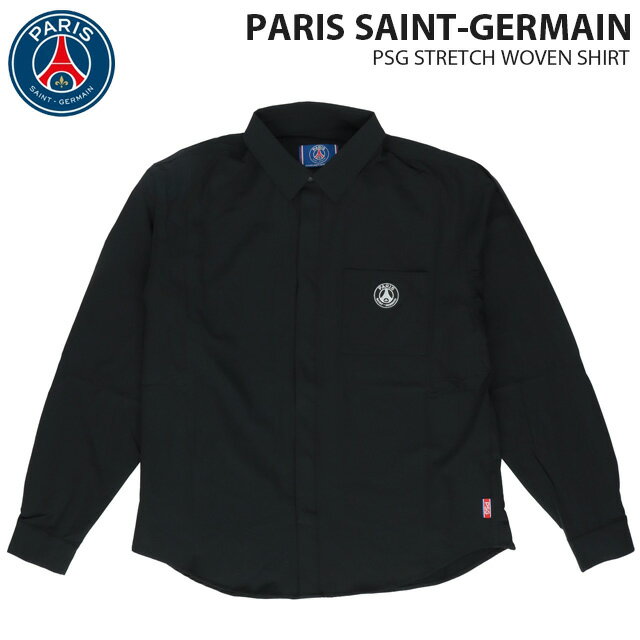 ☆PSG パリサンジェルマン ストレッチ シャツ 長袖 PSGロゴ カジュアル ストリート ファッション ブラック 黒 PS2124FW01 サッカー メンズ ...
