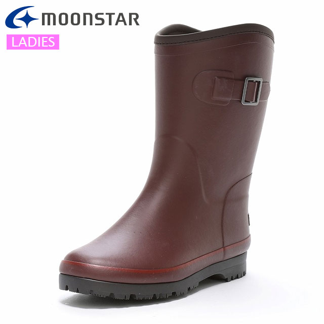 ムーンスター レディース ラバーブーツ MF 13RL ブラウン MOONSTAR 13360453 長靴 女性向け レインブーツ ショート丈で脱ぎ履きがしやすい 甲周りは程よいフィット感 裏材には保温性のあるスポンジ 雨の日から寒い冬のシーンまで幅広く活躍 レジャー お出かけ カジュアル