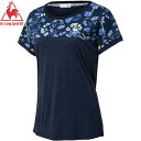 (☆)08 ネコポス ルコック スポーツウエア レディース 半袖シャツ le coq sportif QTWPJA04 テニスネットのモチーフを花柄に落とし込んだルコックオリジナルデザインのシリーズ 吸汗速乾 UVカット テニス ソフトテニス(4)