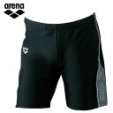 ☆ ネコポス アリーナ フィットネス水着 メンズ ルーズスパッツ 動けるフィットインナー付き LAR8304 arena ブラックxグレー 程よいフィット感 素材が異なる安心インナー スイムウエア