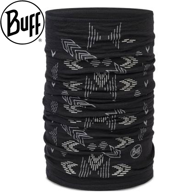 ネコポス バフ BUFF ネックウォーマー ネックウエア MERINO LIGHTWEIGHT PRINTS VANYR BLACK メリノラ..