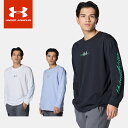 ☆ネコポス アンダーアーマー メンズ Tシャツ 長袖 丸首 ロンティー UA ヘビーウェイトコットン ロングスリーブ Tシャツ ルーズ ロゴ コットン 吸汗速乾 やや厚手 トレーニング ジム カジュアル スポーツ 1384802 あす楽 対応可