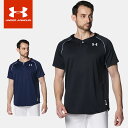 ☆ネコポス アンダーアーマー メンズ 野球 UA ベースボール Tシャツ ルーズ 半袖 ボタン シャツ ワンポイントロゴ 吸汗速乾 伸縮性 ドロップテール ラグランスリーブ 刺繍ロゴ ベースボール ソフトボール トレーニング 1384738 あす楽 対応可(4)