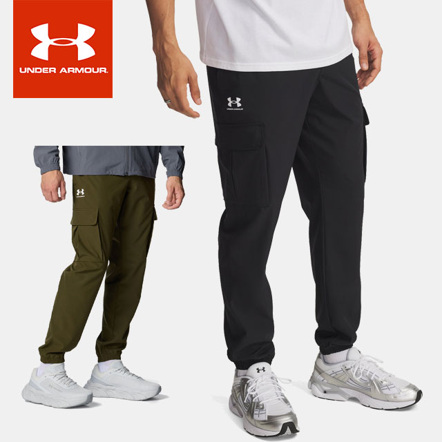 ☆アンダーアーマー メンズ ロングパンツ UA バイブウーブン カーゴパンツ フィッティド ワンポイントロ..