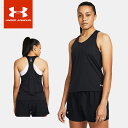 ☆ネコポス アンダーアーマー レディース タンクトップ ノースリーブ シャツ 袖なし UA ローンチ シングレット フィッティド 吸汗速乾 軽量 リフレクトロゴ...