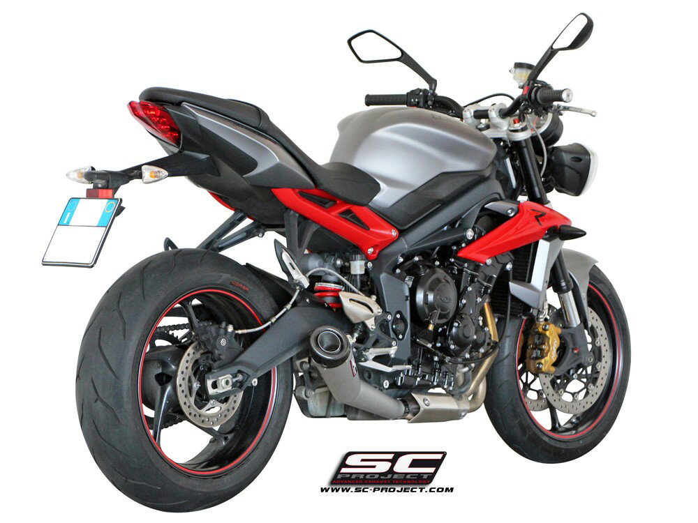 【正規輸入代理店】SC-PROJECT ( SCプロジェクト ) - マットグレーコニック スリップオン サイレンサー TRIUMPH STREET TRIPLE 675 / R / RX '13-16