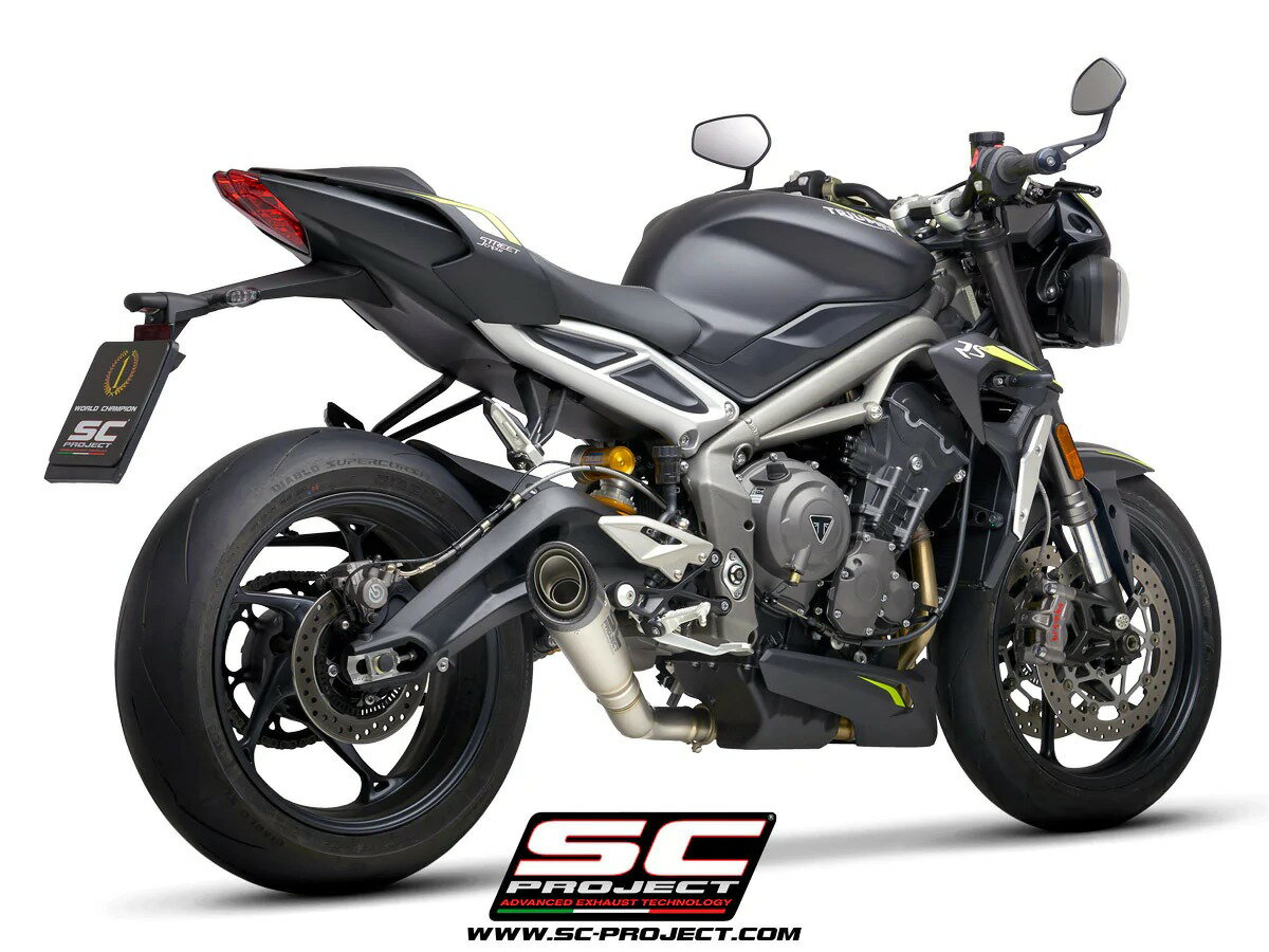 【国内在庫あり】【正規輸入代理店】SC-PROJECT ( SCプロジェクト ) - S1 スリップオンサイレンサー & フルチタンリンクパイプ (消音バッフル付属) STREET TRIPLE 765 S / R / RS '17-19