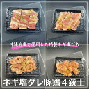 <おうちde 焼肉 >【味付き/塩】シン・味付き 豚鶏 焼肉 4銃士( 豚カルビ 豚トロ せせり 鶏もも )約640g 〜沖縄岩塩を使用した特製ネギ塩だれで味付...