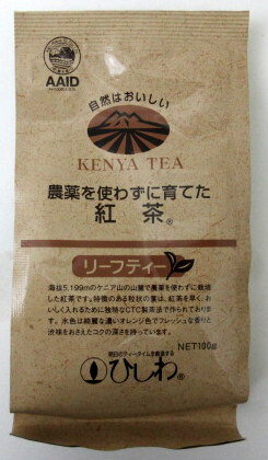 ひしわ園 農薬を使わずに育てた紅茶 リーフティ 100g×3個 菱和園 ケニア茶 無農薬紅茶