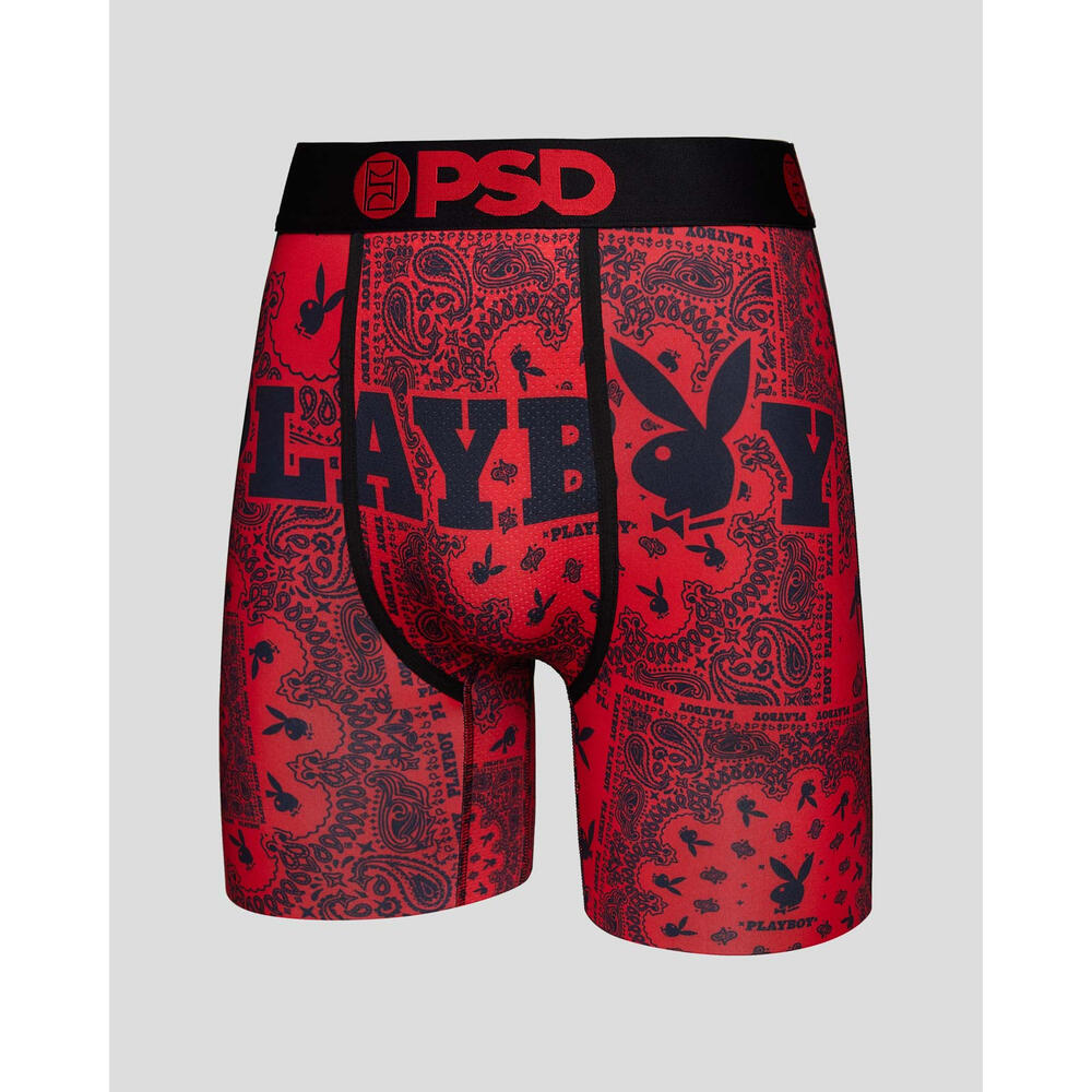 【PSD】PLAYBOY - PAISLEY STANDARD LENGTH プレイボーイ ピーエスディー メンズ パンツ ボクサーパンツ マイクロメッシュポーチ 通気性抜群 ムレない 7インチ アンダーウェア 下着 おしゃれ オシャレ ギフト プレゼント 派手