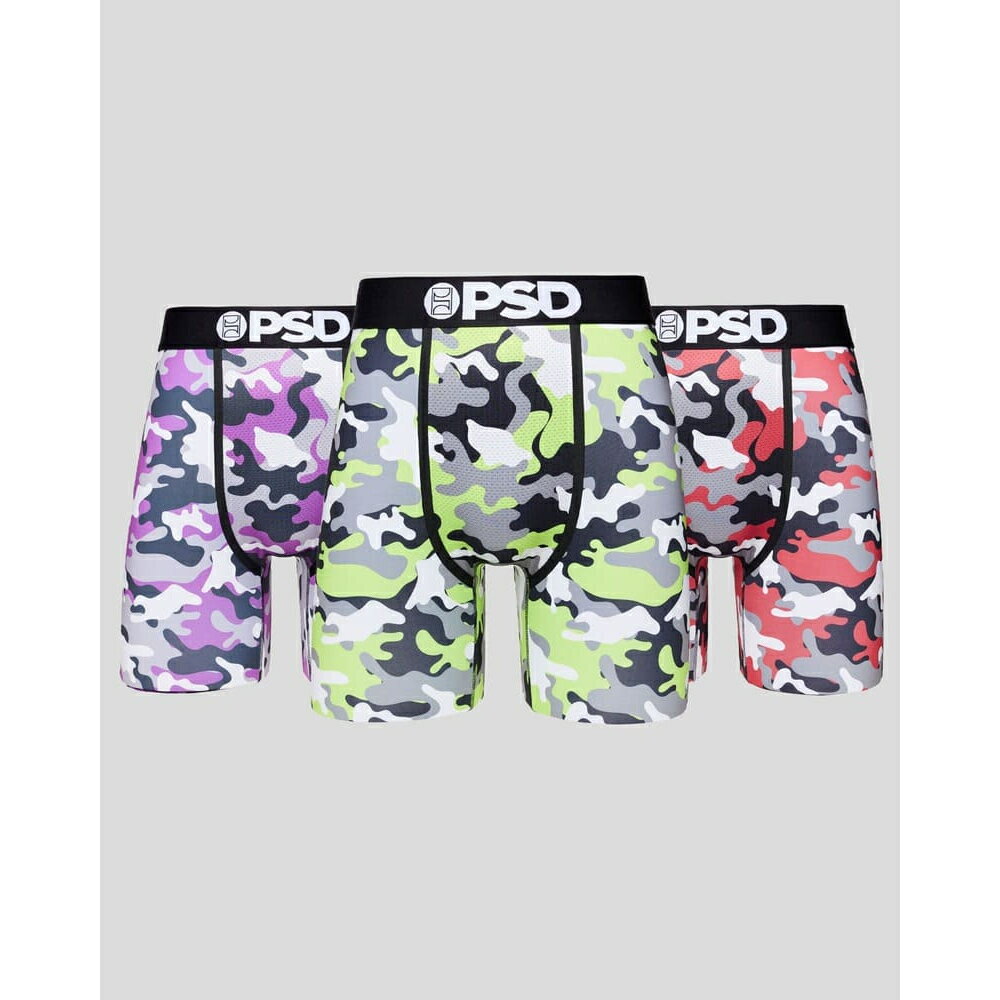 3 PACK - FALL CAMO STANDARD LENGTH ピーエスディー メンズ パンツ ボクサーパンツ マイクロメッシュポーチ 通気性抜群 ムレない 7インチ アンダーウェア 下着 おしゃれ オシャレ ギフト プレゼント　派手