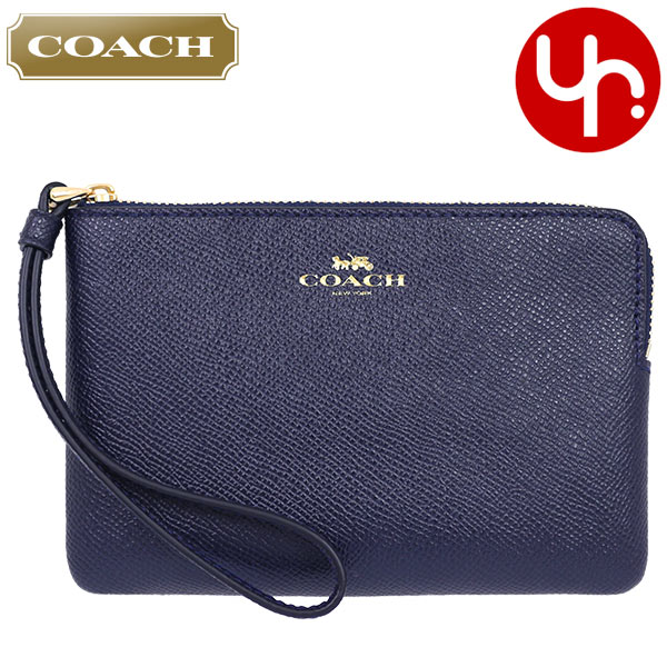 コーチ COACH 小物 ポーチ F58032 ミッドナイト 特別送料無料 コーチ ラグジュアリー クロスグレーン レザー コーナー ジップ リストレット アウトレット レディース ブランド 通販