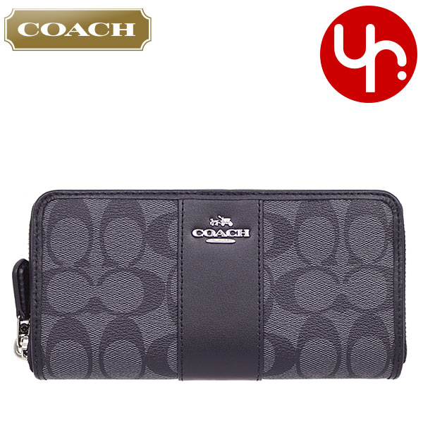 コーチ COACH 財布 長財布 F54630 ブラックスモーク×ブラック 特別送料無料 コーチ ラグジュアリー シグネチャー PVC レザー アコーディオン ジップ アラウンド アウトレットレディース ブランド 通販