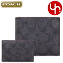 コーチ COACH 財布 二つ折り財布 F25519 ブラック×ブラックオックスブラッド メンズ 特別送料無料 コーチ シグネチャー PVC レザー コンパクト ID ウォレット アウトレット ブランド 通販