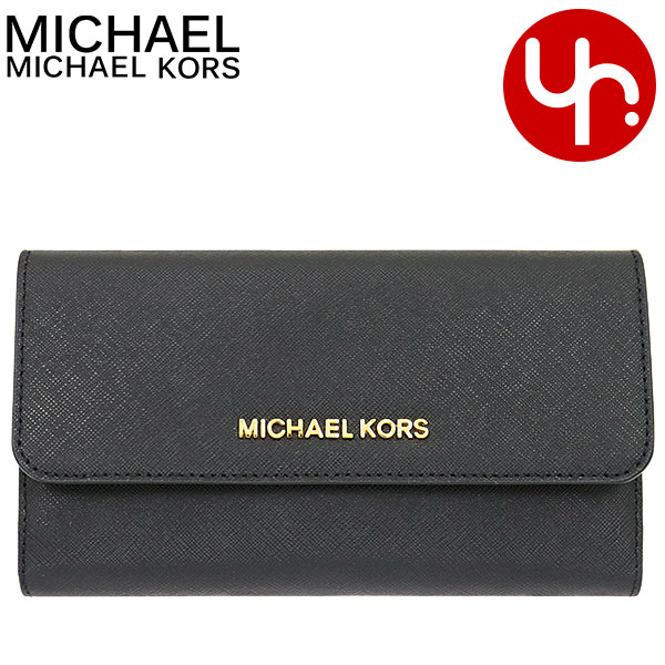 マイケル・コース 革長財布 レディース マイケルコース MICHAEL KORS 財布 長財布 35S8GTVF7L ブラック 特別送料無料 マイケルコース ジェット セット トラベル レザー ラージ トライフォールド ウォレット アウトレット レディース ブランド 通販