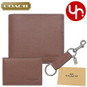 コーチ 二つ折り財布 メンズ コーチ COACH 財布 二つ折り財布 F64118 ダークサドル 特別送料無料 3IN1 スポーツ カーフ レザー コンパクト ID ウォレット ＆ キーリング ギフト セット (ボックス付) アウトレットメンズ ブランド 通販