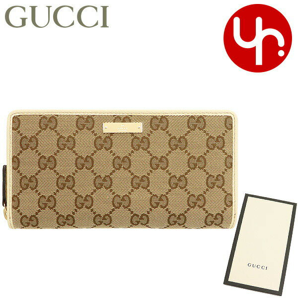 グッチ 長財布 レディース グッチ GUCCI 財布 長財布 307980 KY9IG ベージュ×アイボリー 特別送料無料 GG キャンバス レザー メタルバー ラウンド ジップ ウォレット レディース ブランド 通販 2022