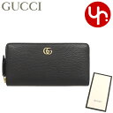 グッチ GUCCI 財布 長財布 456117 CAO0G ブラック 特別送料無料 プチ GG マーモント レザー ラウンド ジップ ウォレット レディース ブ...