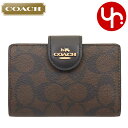 コーチ COACH 財布 二つ折り財布 FC0082 C0082 ブラウン×ブラック 特別送料無料 ラグジュアリー シグネチャー PVC レザー ミディアム コーナー ジップ ウォレット アウトレット レディース ブランド 通販 L型