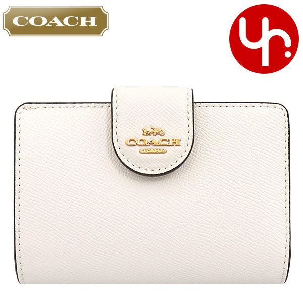 コーチ 革財布 レディース コーチ COACH 財布 二つ折り財布 F06390 6390 チョーク 特別送料無料 ラグジュアリー クロスグレーン レザー ミディアム コーナー ジップ ウォレット アウトレット レディース ブランド 通販 L型