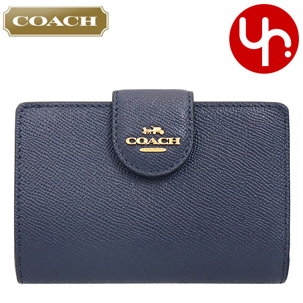 コーチ 革財布 レディース コーチ COACH 財布 二つ折り財布 F06390 6390 ミッドナイト 特別送料無料 ラグジュアリー クロスグレーン レザー ミディアム コーナー ジップ ウォレット アウトレット レディース ブランド 通販 L型