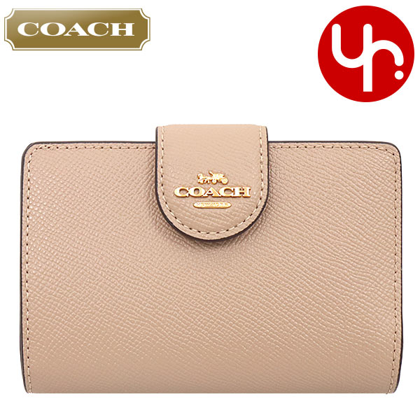 コーチ 革財布 レディース コーチ COACH 財布 二つ折り財布 F06390 6390 トープ 特別送料無料 ラグジュアリー クロスグレーン レザー ミディアム コーナー ジップ ウォレット アウトレット レディース ブランド 通販 L型