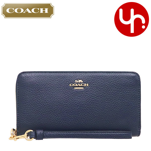 コーチ 革財布 レディース コーチ COACH 財布 長財布 FC4451 C4451 ミッドナイト 特別送料無料 ラグジュアリー ペブルド レザー ロング ジップ アラウンド ウォレット （ストラップ付き） アウトレット品 レディース ブランド 通販